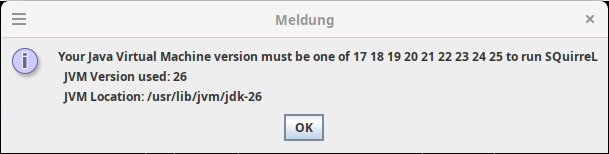 Fehlermeldung Java26