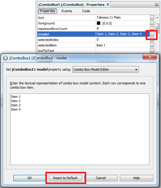 ComboBox: Reset model